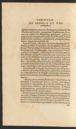 De Scholis Et Universitatibus.