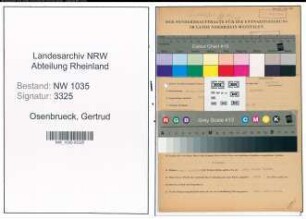 Entnazifizierung Gertrud Osenbrueck , geb. 21.12.1911 (Roentgenassistentin)