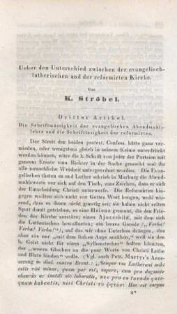 115-152 Ueber den Unterschied zwischen der evangelisch-lutherischen und der reformirten Kirche : dritter Artikel: Die Schriftmässigkeit der evangelischen Abendmahlslehre und die Schriftlosigkeit der reformirten