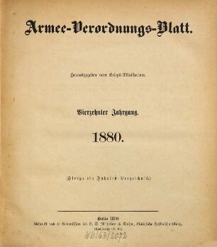 Armee-Verordnungsblatt. 14. 1880
