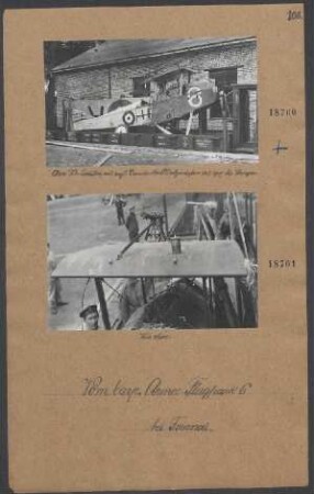 Avro-Doppeldecker mit englischem "Daimler" 160 Ps-Motor, abgeschossen bei Dourges