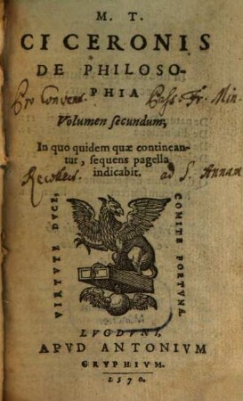 M. T. Ciceronis De Philosophia, Volumen .... 2