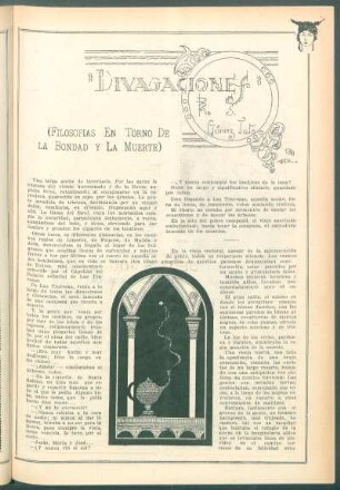 "Divagaciones" : (Filosofías en torno de la bondad y la muerte). [Ilustró Camilo Rodeiro]