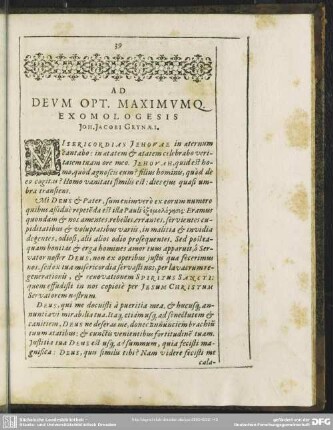 Ad Deum Opt. Maximumq. Exomologesis