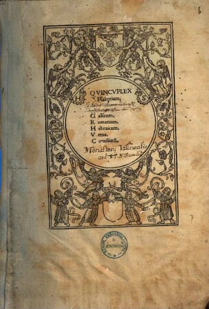 Qvincvplex Psalterium, Gallicum, Romanum, Hebraicum, Vetus, Conciliatu[m]