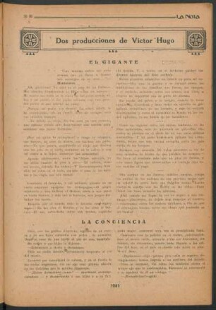 Dos producciones de Victor Hugo : El gigante [y] La conciencia