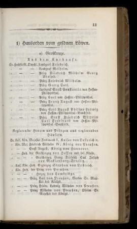 1) Hausorden vom goldnen Loewen.