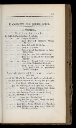 1) Hausorden vom goldnen Loewen.