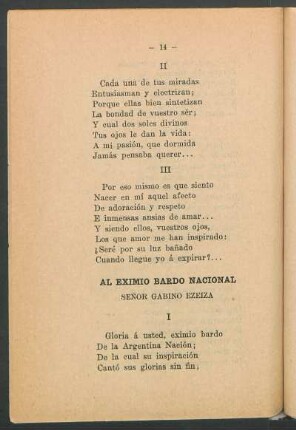 Al eximio bardo nacional : Señor Gabino Ezeiza.