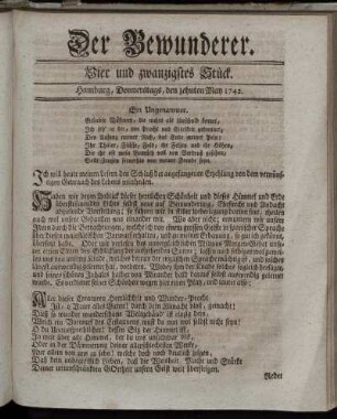 Vier und zwanzigstes Stück. Hamburg, Donnerstags, den zehnten May 1742.
