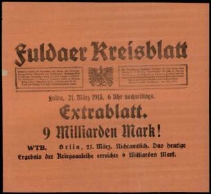 Zweite Ausgabe vom Sonntag, den 21. März 1915.