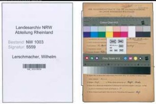 Entnazifizierung Wilhelm Lerschmacher , geb. 22.04.1891 (Polizist)