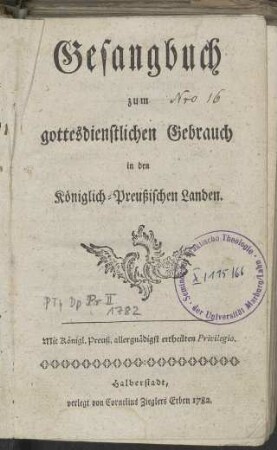 Gesangbuch zum gottesdienstlichen Gebrauch in den Königlich-Preußischen Landen.