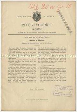 Patentschrift einer Neuerung an Seilbahnen, Patent-Nr. 29651
