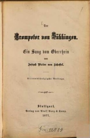 Der Trompeter von Säkkingen : Ein Sang vom Oberrhein von Joseph Victor von Scheffel