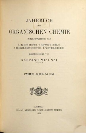 Jahrbuch der organischen Chemie, 2. 1894 (1896)