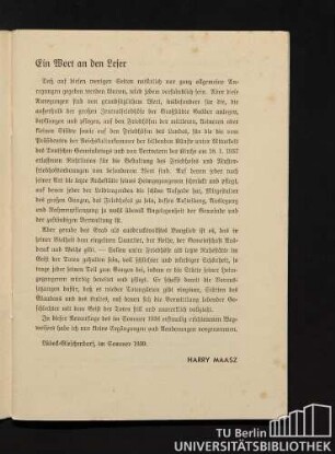 Ein Wort an den Leser