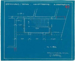 Bestelmeyer, German; Bonn (Nordrhein-Westfalen), Mühlheimerplatz; Verwaltungsgebäude - Mappe 2: Haupttreppe (Teilgrundriss 2. OG)