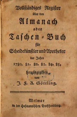 Taschenbuch für Scheidekünstler und Apotheker. [31,a]