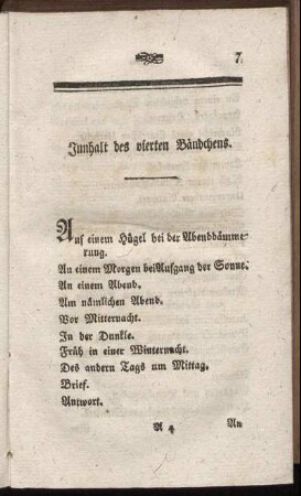 Innhalt des vierten Bändchens.