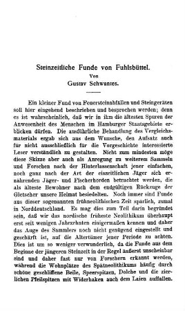 Steinzeitliche Funde von Fuhlsbüttel.