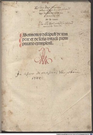 Sermones discipuli de tempore et de s[an]ctis : vnacu[m] promptuario exemploru[m]