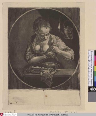 [Half-length of a Maid by Candlelight; Halbfigurenporträt eines Mädchens bei Kerzenlicht]