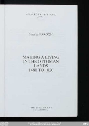 Making a living in the Ottoman lands, 1480 to 1820