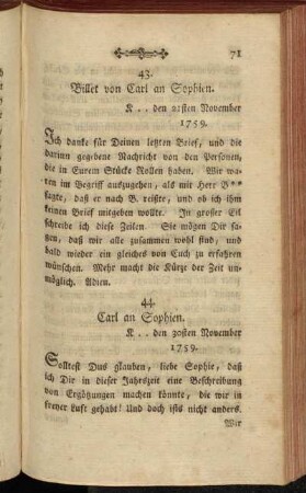 44. Carl an Sophien. K .. den 30sten November 1759.