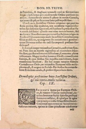 D. Ioannis Trithemii Abbatis Ordinis S. Benedicti De Laudibus Carmelitan[a]e religionis liber
