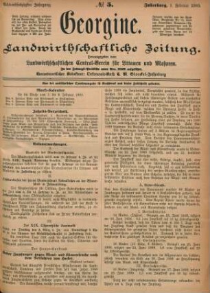 Achtundsechzigster Jahrgang. No. 5. Insterburg, 1. Februar 1900.