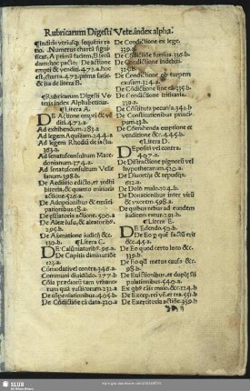 Rubricarum Digesti Veteris Index alphabeticus