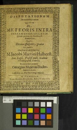 Disputationum Meteorologicarum Quinta De Meteoris Intra Terram Generatis, Et in specie quidem de fontibus &amp; fluminibus