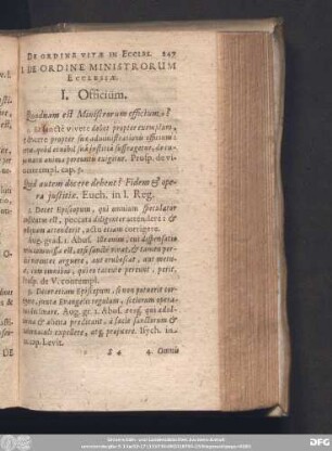 I. De Ordine Ministrorum Ecclesiae.