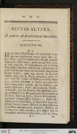 Sectio Alerta. A quarto ad duodecimum Saeculum