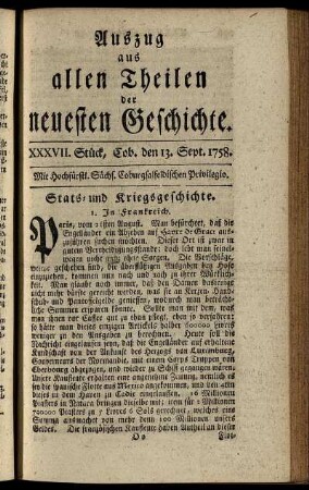 XXXVII. Stück. Coburg, den 13. Sept. 1758.