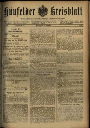 Erste Ausgabe vom Dienstag, den 11. September 1917.