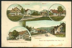 Gruß aus Aigeltshofen bei Isny i. A. - Schmiede - Bahnhof - Gasthaus zur Traube von Stephan Kolb - Strassenpartie