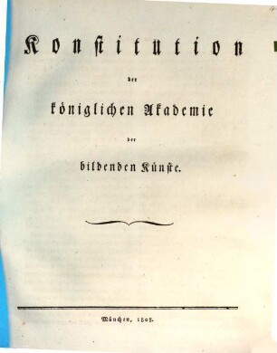 Constitution der königlichen Akademie der bildenden Künste