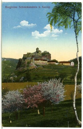 Aussig. Burgruine Schreckenstein (Ersterwähnung 1319, Umbau um 1570)