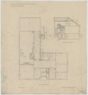 Fischer, Theodor; Nördlingen; Landwirtschaftsschule - Grundriss EG, Schnitt