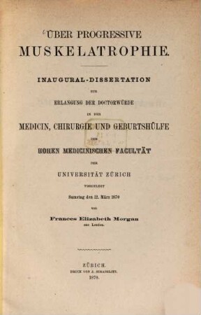 Ueber progressive Muskelatrophie : Inaug. Diss.