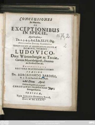 Conclusiones Ex Materia De Exceptionibus In Specie