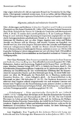 Rezensionen und Hinweise : Allgemeine, politische und militärische Geschichte