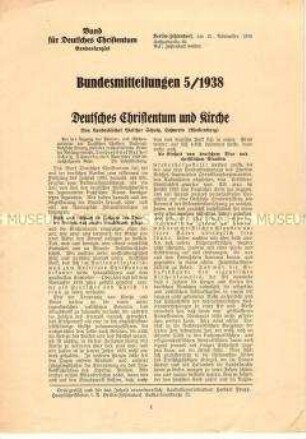 Mitteilungsblatt des Bundes für Deutsches Christentum
