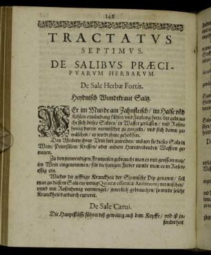 Tractatus Septimus. De Salibus Præcipuarum Herbarum.