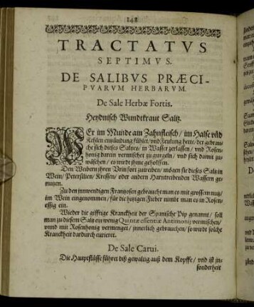 Tractatus Septimus. De Salibus Præcipuarum Herbarum.