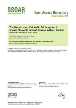 The Wunderteam, Painted in Oil: Insights of Images / Insights through Images in Sport Studies