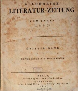 Allgemeine Literatur-Zeitung : ALZ ; auf das Jahr .... 1817,3, 1817, 3