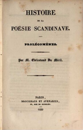 Histoire de la poésie scandinave : Prolégomènes